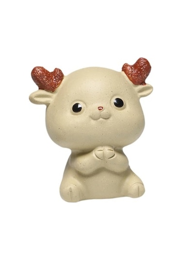 Lijinxu Mini Geyik Heykeli Çay Severler Hediye El 4.8x3.7x5.3cm