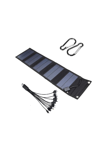 Karabina Ve Kablo İle Monokristal Katlanabilir Güneş Paneli