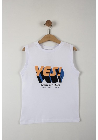 Erkek Çocuk Yes Yazılı Şortlu Takım-6086-Beyaz