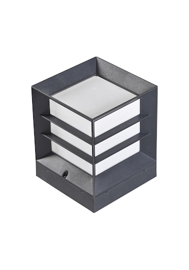 Antrasit Renk Izgaralı Kare Küp Bahçe Armatürü Set Üstü Aplik Diğer