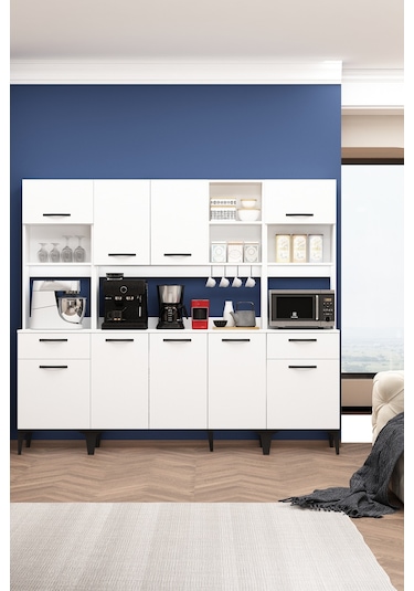 Riva Kahve Köşesi Fırın Bölmeli Askılı Airfry Kiler Dolabı Rb2 Çok Amaçlı Beyaz Beyaz