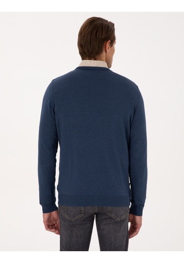 Pierre Cardin Erkek İndigo Melanj Kazak /triko 50314190-vr155 Indigo Melanj