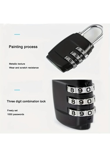Tongdashop Siyah 3 Haneli Ayarlanabilir Sifreli Kilit Vernikli Dosya Dolabı Seyahat Sırt Çantası