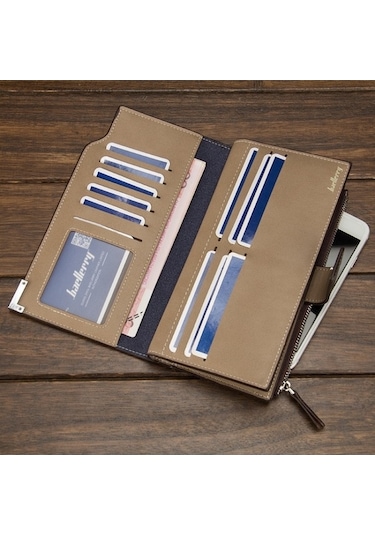Createtech Baellerry Erkek Uzun Cüzdan, Modern Genç El Çantası, Kahverengi Kahverengi
