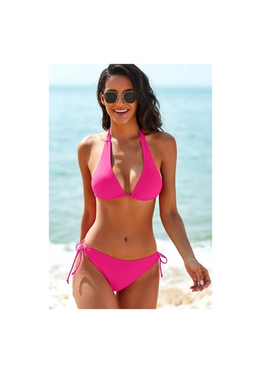 Kadın Fuşya Belden, Boyundan Bağlamalı Ve Ayarlanabilir Külotlu Ü Fuşya