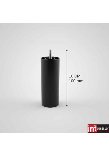 İmt Aksesuar10 Cm M8 Diş Silindir Mobilya Koltuk Kanepe Baza Ayağı Siyah