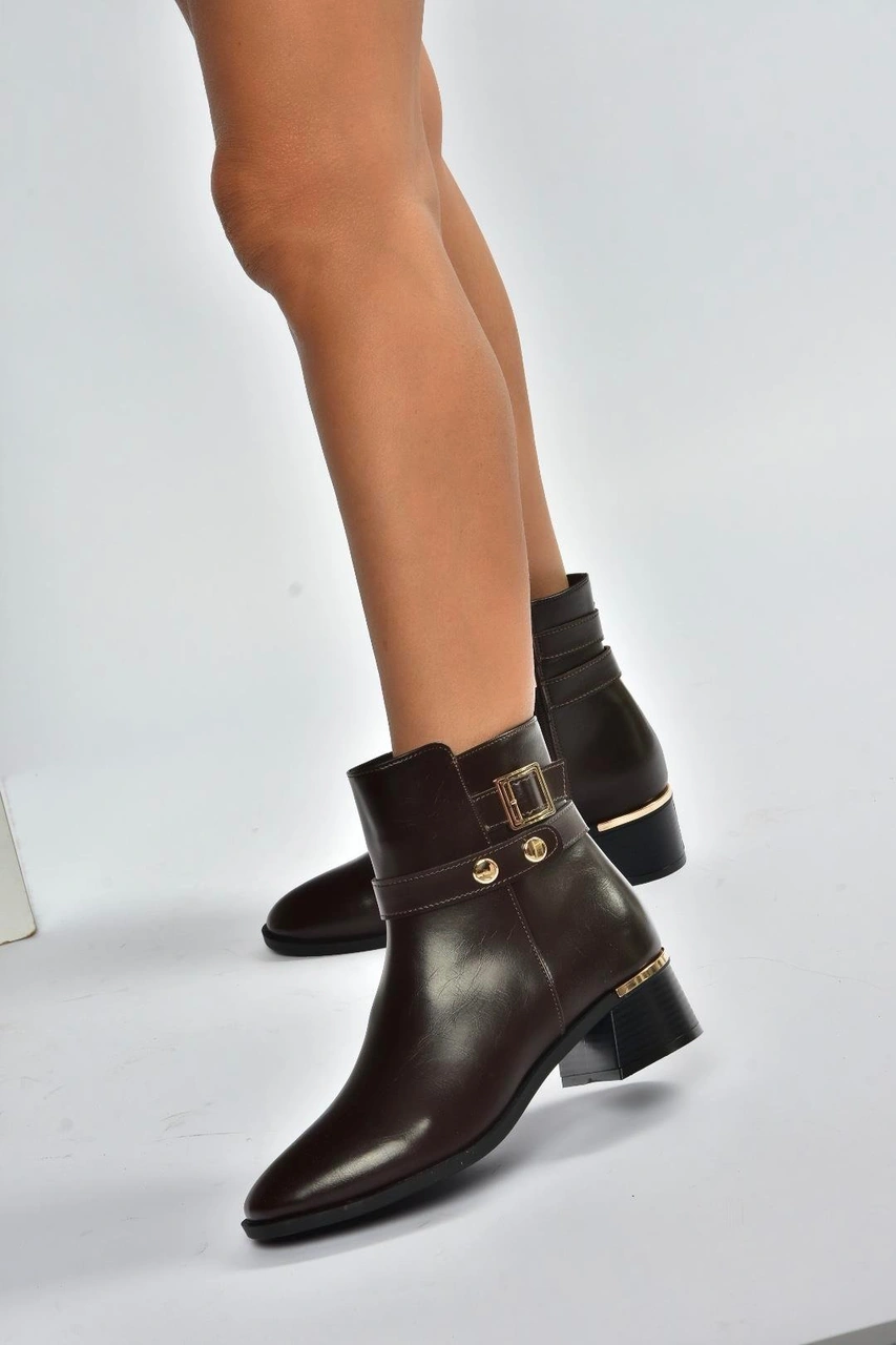 Fox Shoes V518978109 Kahverengi Kalın Topuklu Kadın Bot Kahverengi-suni Deri
