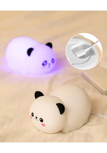 Gülümseyen Panda Led Silika Jel Gece Lambası Beyaz