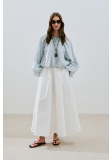 Balon Form Kısa Bluz Mavi Mavi