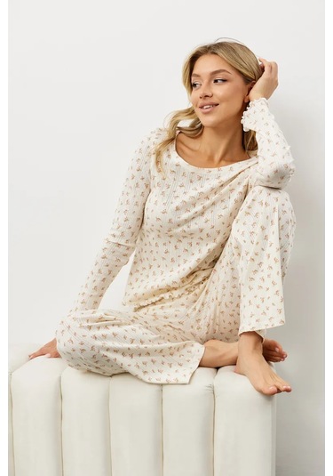 Mulen Brand Pamuk Dantelli Pantolonlu Pijam 327097691 Beyaz