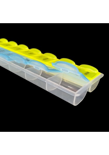 Mufunye Haftalık 14 Bölmeli Renkli İlaç Kutusu, Günlük İki Kullanıma Ayırılmış, Taşınabilir Şeffaf Pps Malzeme İlaç Saklama Kutusu