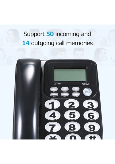 Yunboo Büyük Tuşlu, Hafızalı, Alarmlı Masaüstü Sabit Telefon - 5 Seviye Ekran Parlaklığı