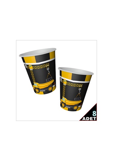İnşaat Partisi Karton Bardak - 8 Adet
