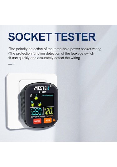 Vkemall Priz 30-250v Taşınabilir Dijital Soket Test Cihazı Dedektör Rcd Gerilim Test Cihazı T