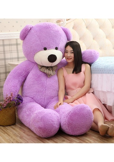 130 Cm Papyonlu Sevimli Büyük Peluş Ayıcık- % 100 Yerli Pembe