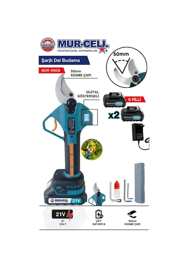 Murcelll Dal Budama Makası 21v 3ah 50mm Kesme Çaplı Çelik Bıçak