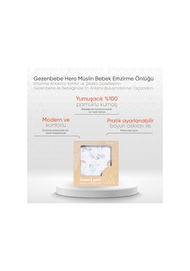 Gezenbebe Hero Müslin Bebek Emzirme Önlüğü 60x90