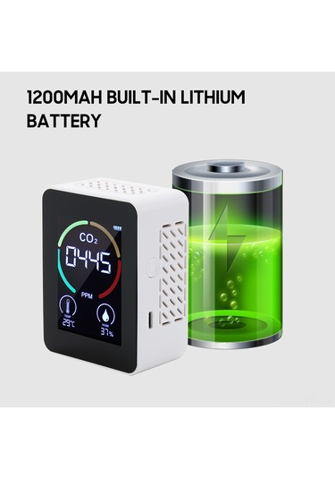 Yunboo Beyaz Mini Usb Li-pil Co2 Tespit Cihazı - Oda Sıcaklığı, Nem Ve Hava Kalitesi İndeksi Ölçer Pil Dahil