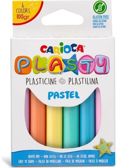 Carioca Pastel Renk Plasty Kurumayan Oyun Hamuru 6 Renk 100 G