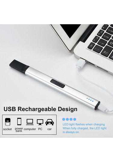 Moveevo "usb Şarjlı Rüzgara Dayanıklı Ark Ateşleme Çakmak - Bbq, Kamp Ve Mutfak İçin" Yeşil