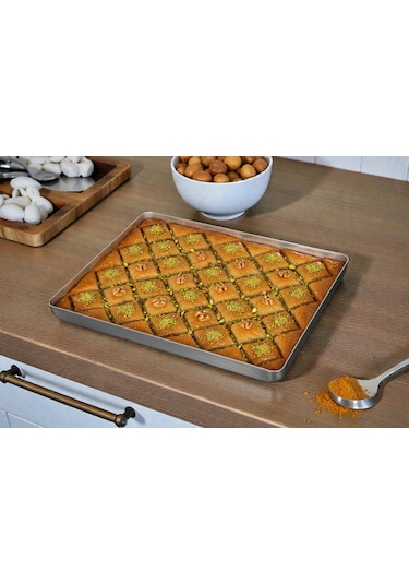 Alüminyum Baklava Tepsisi 30x40x3 Cm 800 Gr Gri