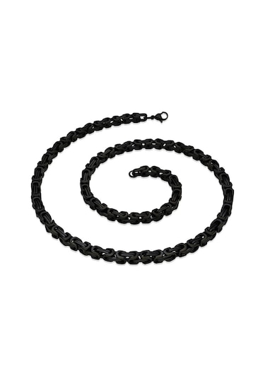 Siyah Kral Erkek Çelik Zincir Kolye 5 Mm 55 Cm Ck11 Siyah