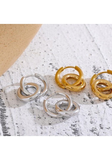 Gümüş Eetit Paslanmaz Çelik Yuvarlak Hollow Damla Halka Küpe Charm Metal 18k Pvd Kaplama Su Geçirmez Yüksek Kalite Günlük Takı 2023 Hediye Gümüş