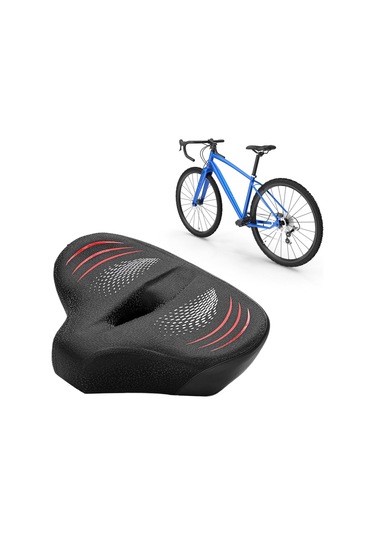 Suntek Bisiklet Koltuğu Yumuşak Geniş Pu Deri Siyah-kırmızı Siyah - Kırmızı