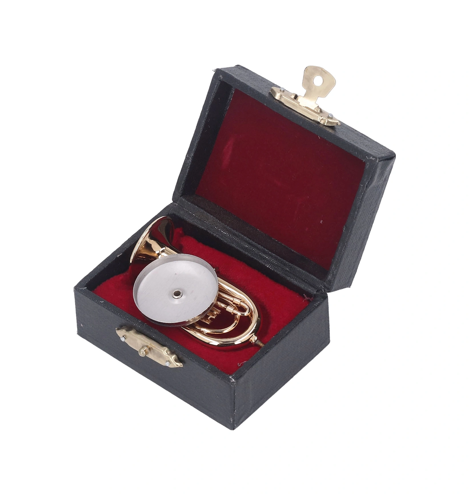 Wezone Minyatür Altın Kaplama Pirinç Tuba Modeli - Müzik Severlere Hediye Masaüstü Dekorasyonu Kutu Ve Taban İle 6 Cm