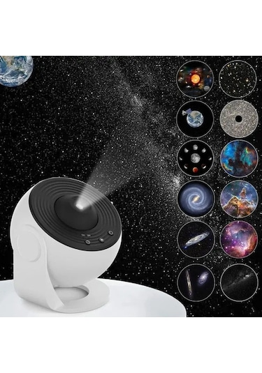 Sones Galaxy Gece Lambası Yıldız Projektör Led Masa Lambası Çocuk Odası Dekoru 12 Adet Film Diski