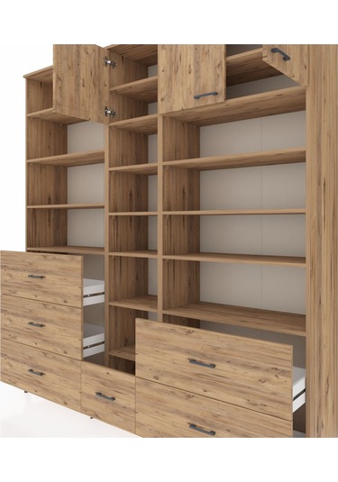 Hyperion Dolap 17 Raflı 6 Çekmeceli 3 Kapaklı 220x44x243 Çam-çam/çam Atlas Çam/atlas Çam