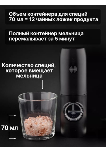 Luckyliga 2 Adet Elektrikli Baharat Değirmeni 173672500 Siyah Mat