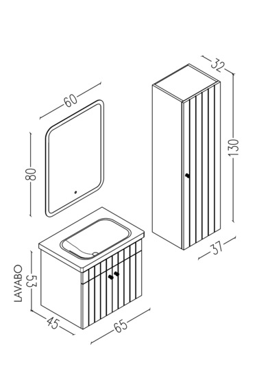 Avien 65 Cm Banyo Dolabı Cmr Led Aynalı Lacivert- Boy Dolap Dahil Lacivert