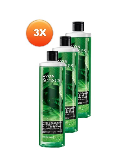 Avon Senses Adaçayı Ve Sandal Ağacı Kokulu Erkek Saç Ve Vücut Şampuanı 3 x 500 ML
