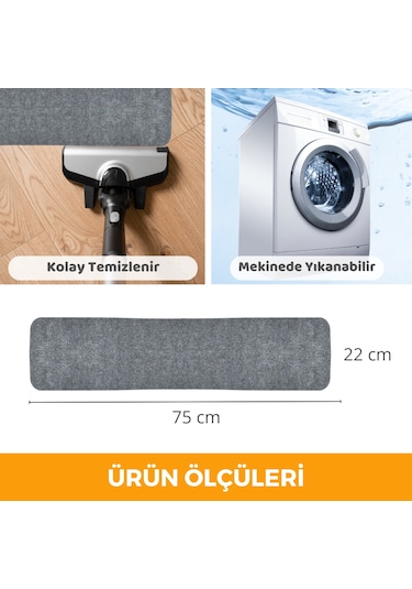 Beylini Kaymaz Merdiven Halısı Kendinden Yapışkanlı 1 Adet 20x75 Gri