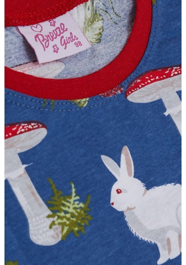 Breeze Kız Bebek Pijama Takımı Doğa Temalı Tavşancık Desenli 9 Ay-3 Yaş, Mavi-mavi Mavi