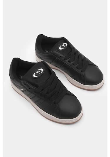 Tonny Black Kadın Siyah Siyah Termo Taban Yanı Şeritli Bağcıklı Spor Ayakkabı Tbzer005 322 Siyah Siyah