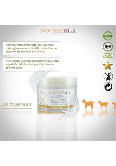 Nochebla Cosmetics Keçi Sütlü Nemlendiricili Yüz ve Vücut Kremi 100 ML