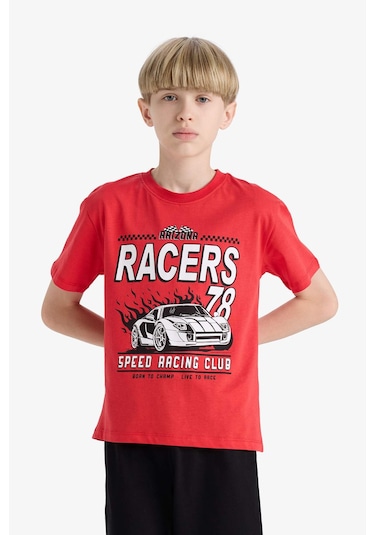 DeFacto Erkek Çocuk Pijama Takımı Kısa Kollu Üst Esnek Belli Şort F1734A825HSRD63