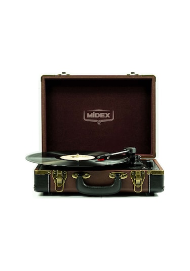 Midex Mtx101BN Nostaljik Retro Pikap Plak Çalar Şarjlı Bluetooth AuxHoparlörlü 3 Devir İğne Dahil
