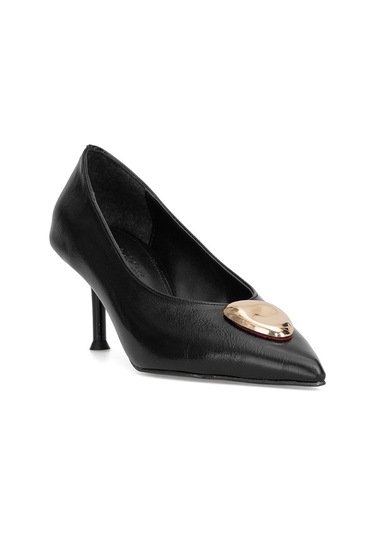 Elit Pm486 K217 Kadın Klasik Topuklu Ayakkabı Siyah Siyah