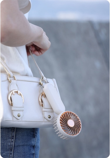 Kangvka A217 Pembe Elektroplitli Cepli Fan - Usb Şarjlı, Taşınabilir Dağcılık Kancalı, Dış Mekan Kullanıma Uygun Mini Fan