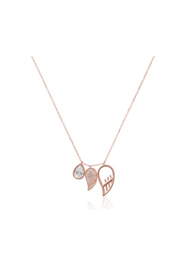 Emılıano Jewellery Silver 925 Ayar Zirkon Taşlı Kanat Kolye Gold - Rose Gold - Gümüş
