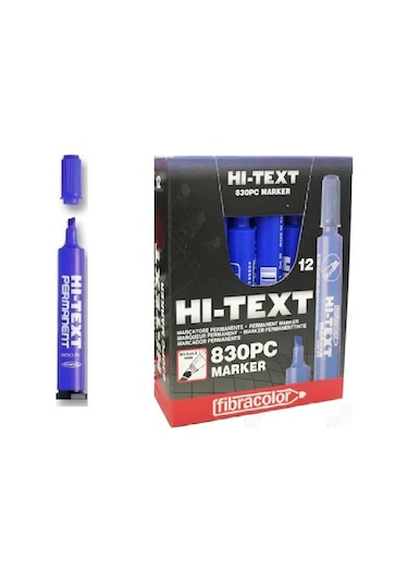 Hi-Text Permanent Kalemi Mavi 12Li Paket Kesik Uç