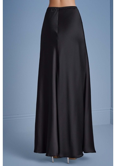 Evaze Siyah Saten Etek Siyah