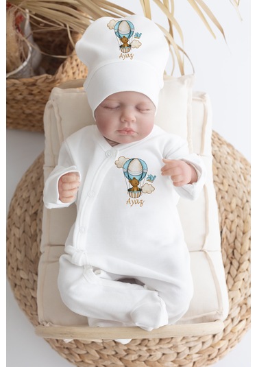 Bebewini Pamuk Baskılı 11'li İsimli Hastane Çıkışı M20 Ekru