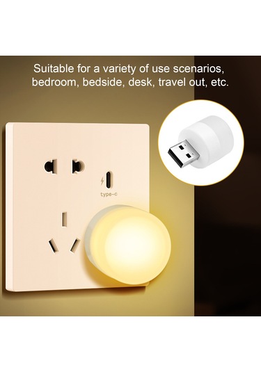 Xiyyadms Usb Led Güneş Işığı Korumalı Mini Gece Lambası - Öğrenci Için Fonksiyonel Ambiyans Aydınlatması Opp Paket Beyaz