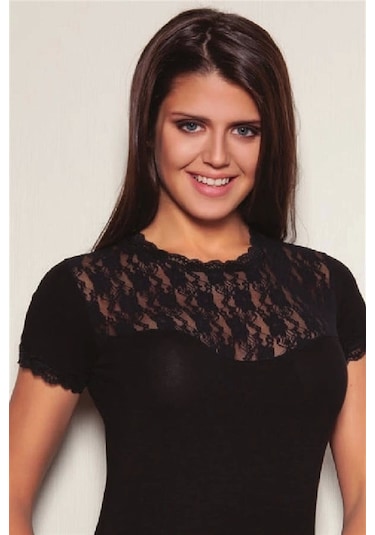 Bayan Kısa Kol Dantelli Elastane 8015 Karışık