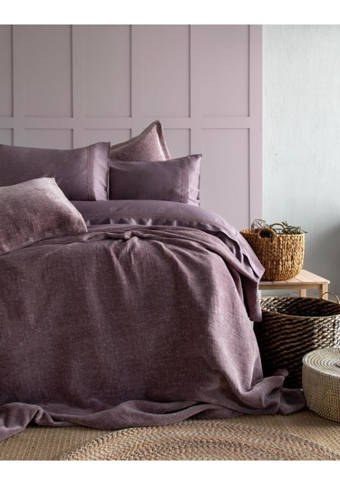 Apricitas Home Yatak Örtülü Nevresim Set Paris Mürdüm Mürdüm