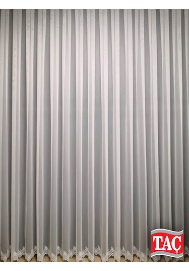 Taç TTM Zemin Etek Desenli Düz Tül Perde / Ölçünüze Özel Dikim